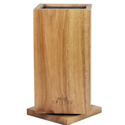 CRISTEL Bloc à couteaux rotatif en bois d'acacia