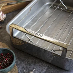 CRISTEL Plat à four inox 40 cm - avec accessoires