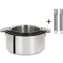 CRISTEL Set de 4 casseroles inox + 2 poignées amovibles Zénith