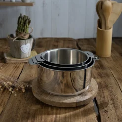 CRISTEL Set de 3 casseroles inox + 1 poignée amovible