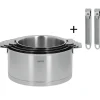 CRISTEL Set de 4 casseroles inox + 2 poignées amovibles Zénith