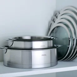 CRISTEL Set de 3 casseroles inox brossé + 1 poignée amovible Zénith