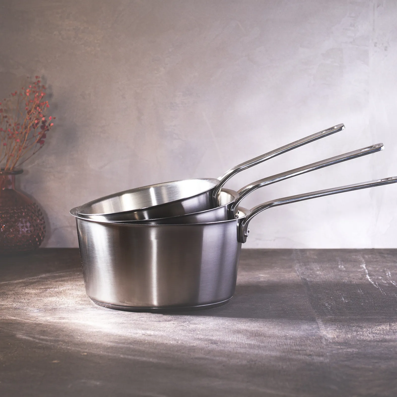 CRISTEL Série 3 casseroles en inox brossé