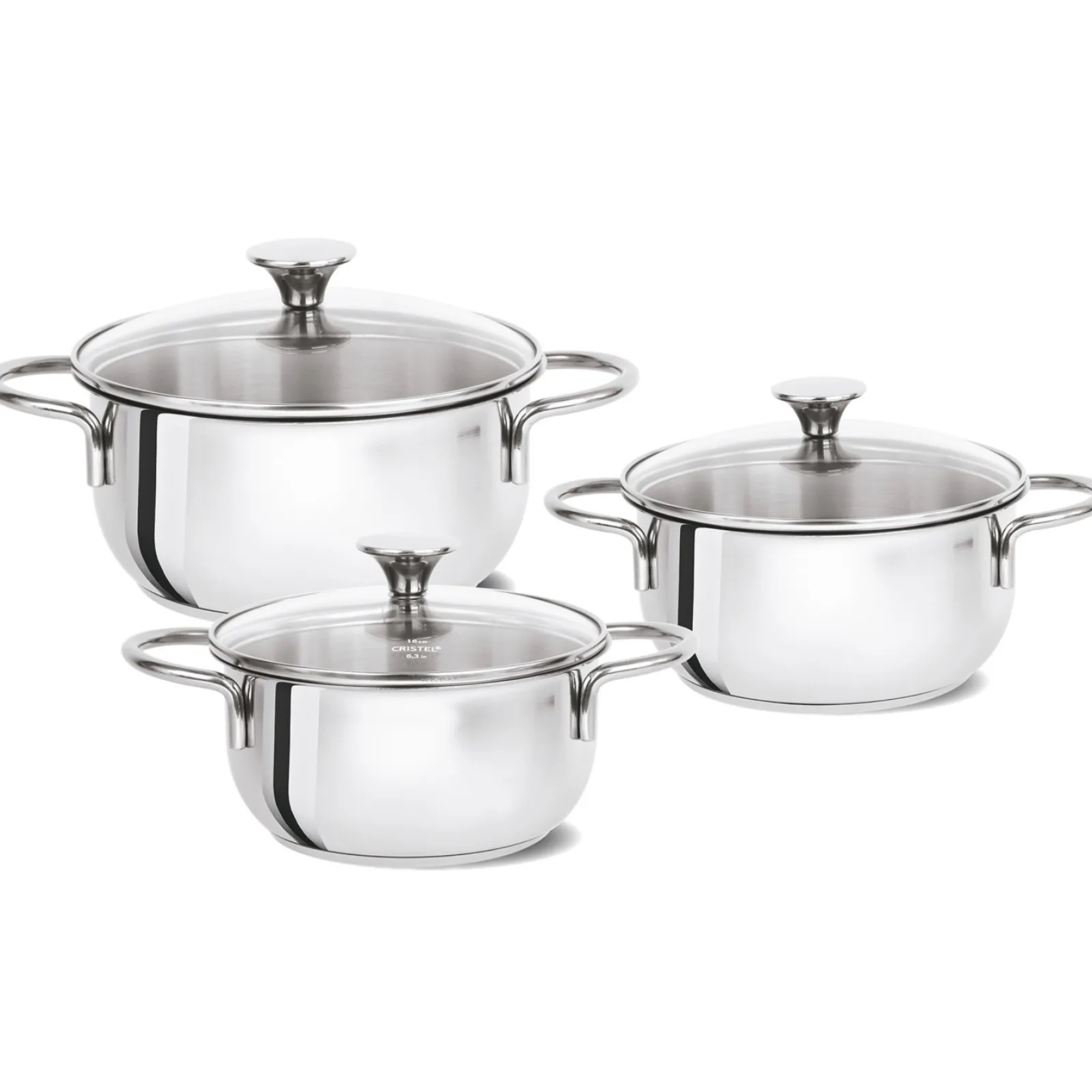 CRISTEL Série de 3 faitouts inox Master